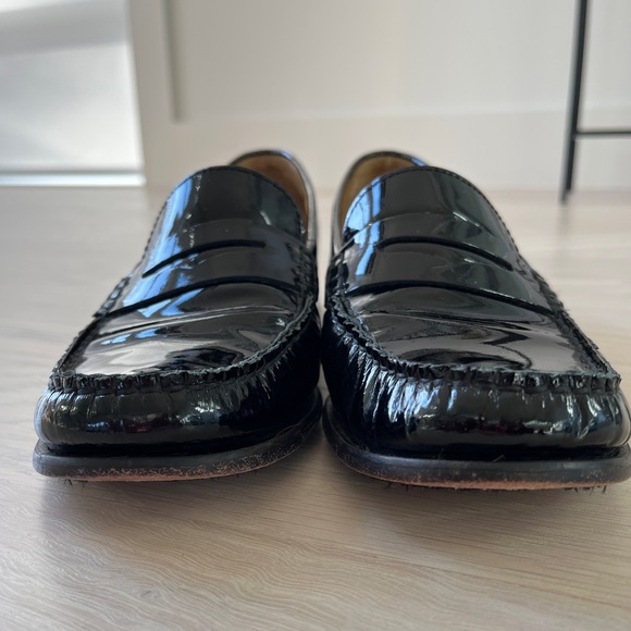 COLE HAAN Black Patent Leather Penny Loafers Academia Office Preppy - Picture 9 of 16